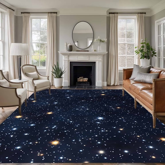 5x8 Area Rugs, Blue Starry Sky Non-Skid Rubber Backing Large Rectangle Rugs - Living Room Bedroom Home Office, Universe Space Galaxy Night Star Indoor Floor Mat Carpets Washable Rug