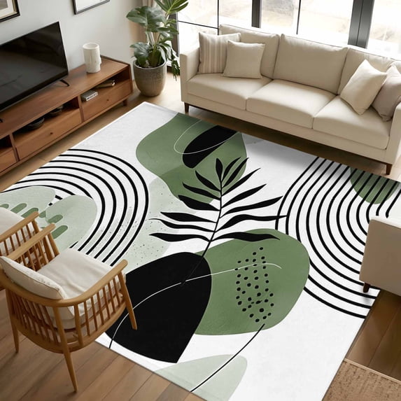 5x8 Area Rugs, Boho Geometric Non-Skid Rubber Backing Large Rectangle ...