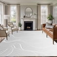 thumbnail image 1 of 5x8 Area Rugs, Grey Geometric Non-Skid Rubber Backing Large Rectangle Rugs - Living Room Bedroom Home Office, Modern White Stripe Abstract Distortion Art Indoor Floor Mat Carpets Washable Rug, 1 of 9