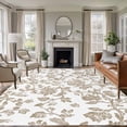 thumbnail image 1 of 5x8 Area Rugs, Khaki Flower Non-Skid Rubber Backing Large Rectangle Rugs - Living Room Bedroom Home Office, Vintage Farmhouse Boho Leaf Spring Plant Indoor Floor Mat Carpets Washable Rug, 1 of 9