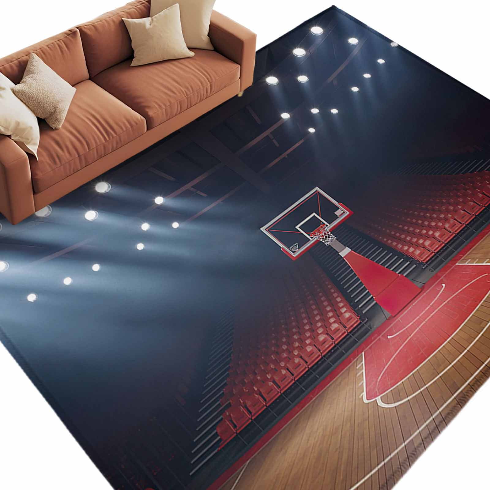 5x8 Area Rugs for Living Room, Basketball Court Non Slip Area Rugs for ...
