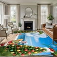 thumbnail image 1 of 5x8 Area Rugs for Living Room, Blue Coastal Christmas Non Slip Area Rugs for Kitchen Bedroom Entryway, Xmas Tree Santa Summer Beach Washable Carpet Runner Rug Floor Mats for Bedroom Home Decor, 1 of 9