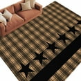 thumbnail image 1 of 5x8 Area Rugs for Living Room, Brown Black Plaid Non Slip Area Rugs for Kitchen Bedroom Entryway, Vintage Rustic Star Buffalo Check Washable Carpet Runner Rug Floor Mats for Bedroom Home Decor, 1 of 9