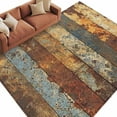 thumbnail image 1 of 5x8 Area Rugs for Living Room, Brown Gray Non Slip Area Rugs for Kitchen Bedroom Entryway, Farmhouse Abstract Gradient Wooden Grain Washable Carpet Runner Rug Floor Mats for Bedroom Home Decor, 1 of 9