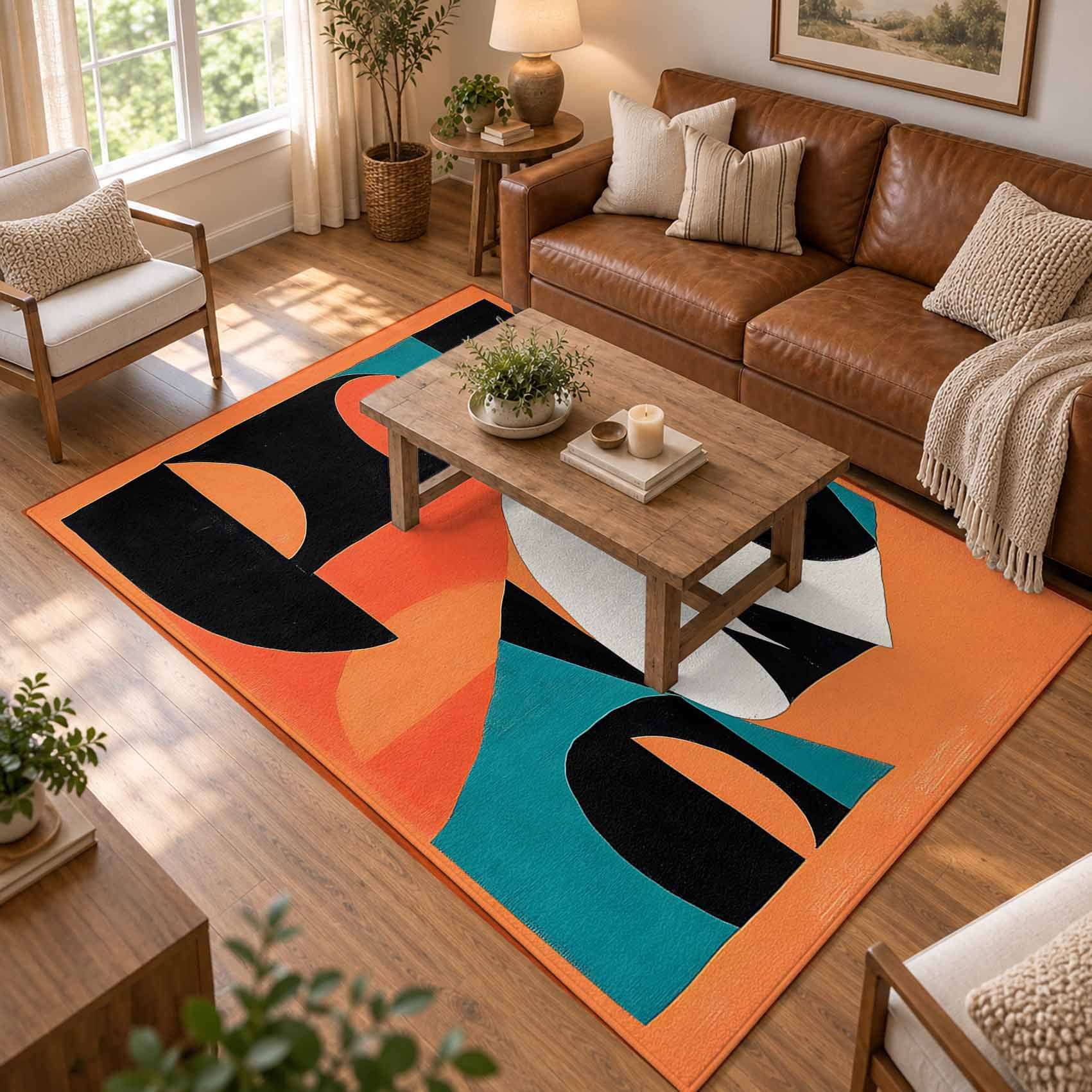 5x8 Area Rugs for Living Room, Color Block Washable Non-Slip Rug for ...