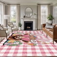 thumbnail image 1 of 5x8 Area Rugs for Living Room, Easter Non Slip Area Rugs for Kitchen Bedroom Entryway, Cartoon Cute Rabbit Cow Carrots Pink Buffalo Plaid Washable Carpet Runner Rug Floor Mats for Bedroom Home Decor, 1 of 8