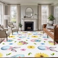 thumbnail image 1 of 5x8 Area Rugs for Living Room, Easter Non Slip Area Rugs for Kitchen Bedroom Entryway, Spring Watercolor Bunny Eggs Daisy Flowers Washable Carpet Runner Rug Floor Mats for Bedroom Home Decor, 1 of 8