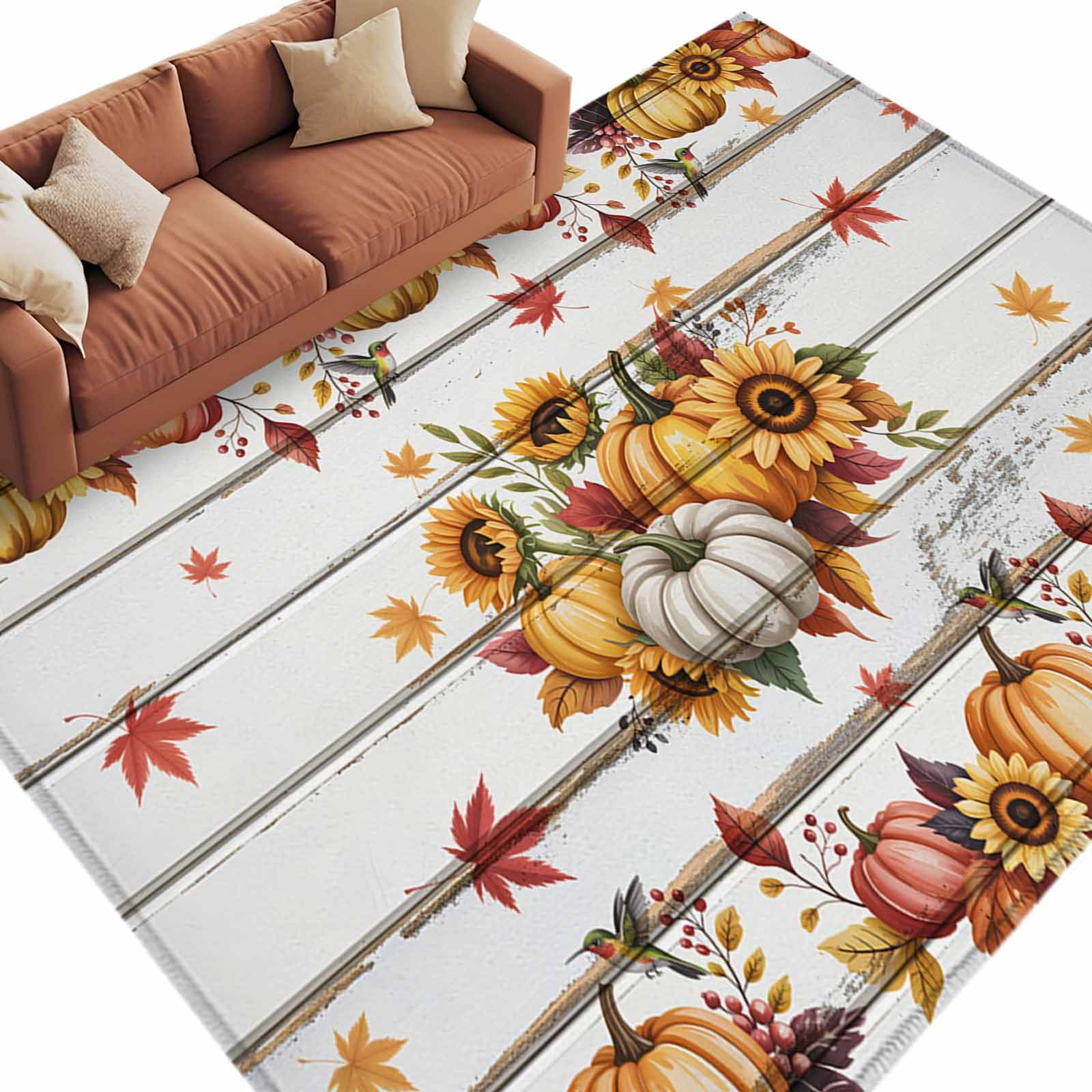 5x8 Area Rugs for Living Room, Fall Pumpkins Non Slip Area Rugs for ...