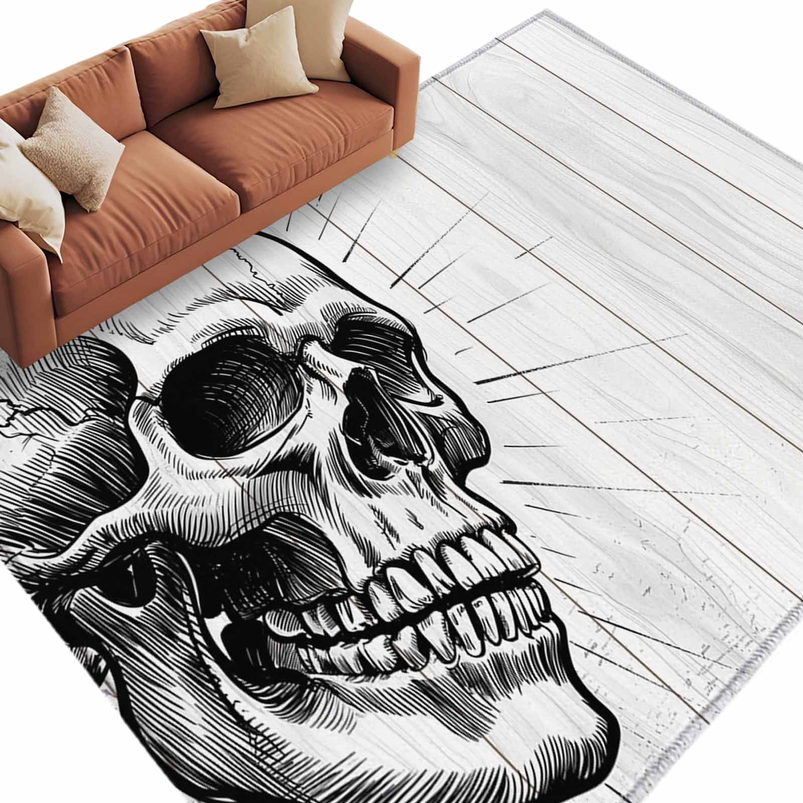 5x8 Area Rugs for Living Room, Horror Skull Non Slip Area Rugs for ...