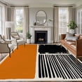 thumbnail image 1 of 5x8 Area Rugs for Living Room, Orange Black Non Slip Area Rugs for Kitchen Bedroom Entryway, Farmhouse Striped Modern Abstract Art Washable Carpet Runner Rug Floor Mats for Bedroom Home Decor, 1 of 8