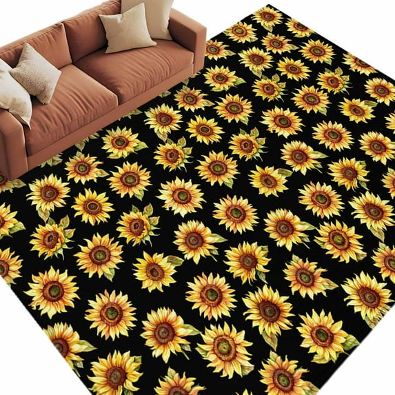 5x8 Area Rugs for Living Room, Orange Sunflowers Fall Non Slip Area ...