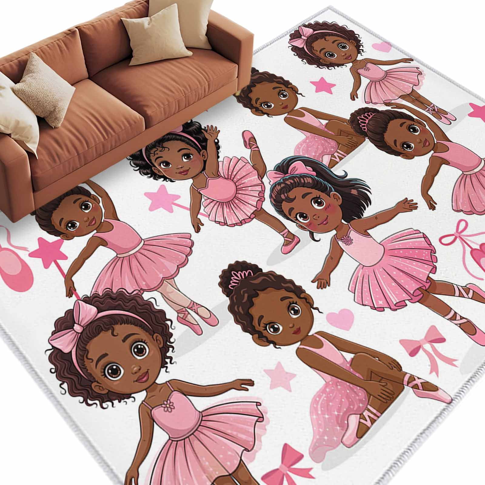 5x8 Area Rugs for Living Room, Pink Ballet Dancer Non Slip Area Rugs ...