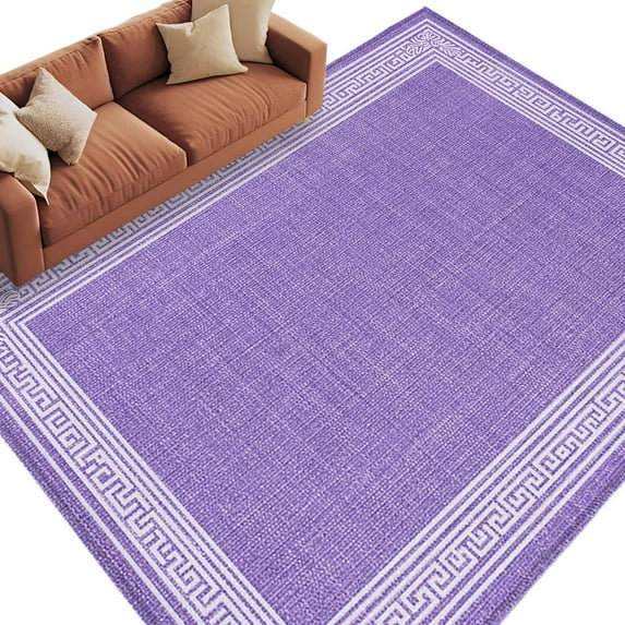 5x8 Area Rugs for Living Room, Purple Retro Greek Key Non Slip Area ...