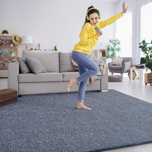 5x8 Area Rugs for Living Room, Soft Modern Memory Foam Bedroom Rug Washable Indoor Rug Low Pile Minimalist Non-Slip Carpet Big Rugs for Kids Nursery Room Home Decor Blue and White