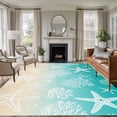 thumbnail image 1 of 5x8 Area Rugs for Living Room, Teal Beige Ombre Coastal Non Slip Area Rugs for Kitchen Bedroom Entryway, Nautical Beach Starfish Coral Summer Washable Carpet Runner Rug Floor Mats for Bedroom, 1 of 8
