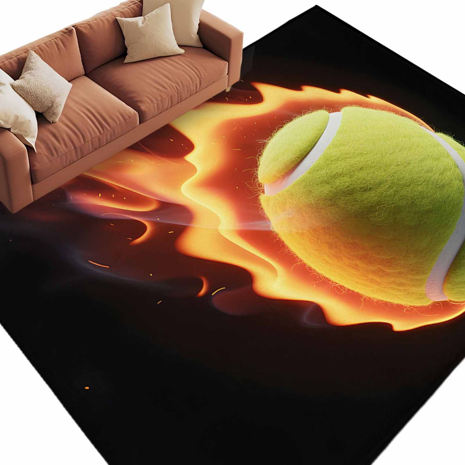 Tennis Coloured Rug 5x8 Area Rugs for Living Room, Tennis Non Slip Area Rugs for Kitchen ...