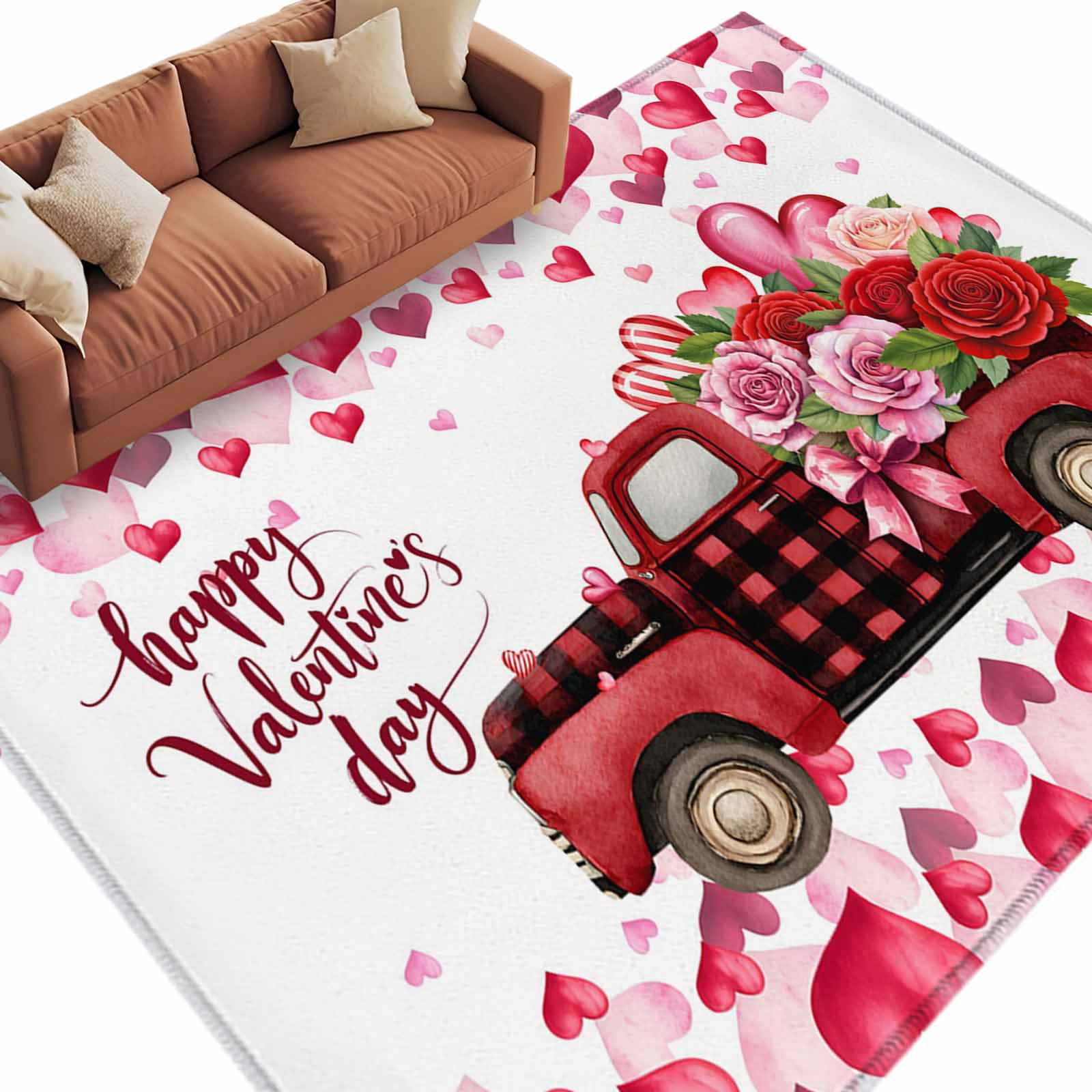 5x8 Area Rugs for Living Room, Valentine's Day Non Slip Area Rugs for ...