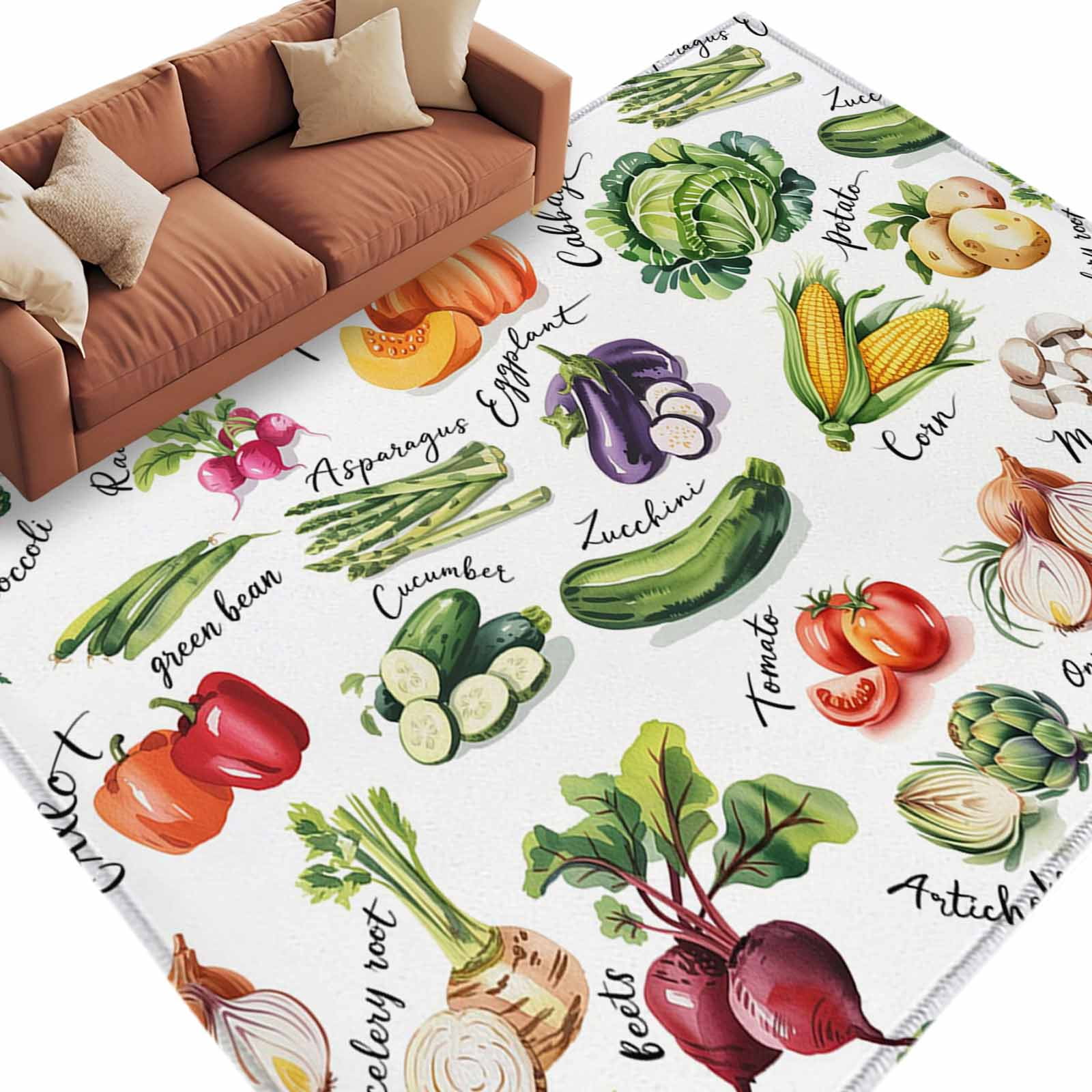 5x8 Area Rugs for Living Room, Vegetables Non Slip Area Rugs for ...