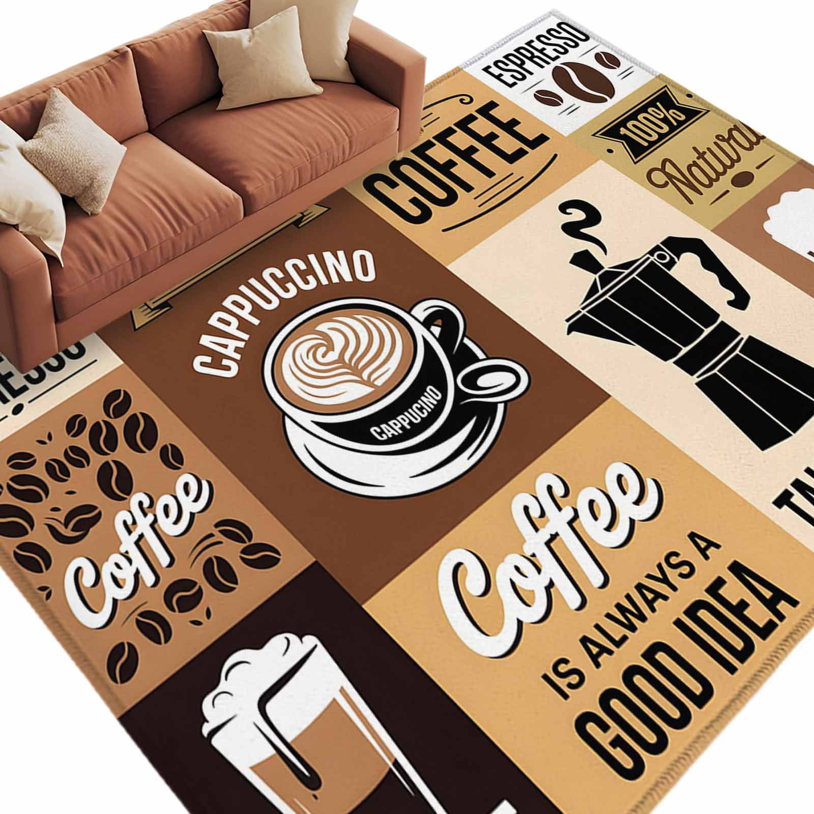 5x8 Area Rugs for Living Room, Vintage Coffee Non Slip Area Rugs for ...