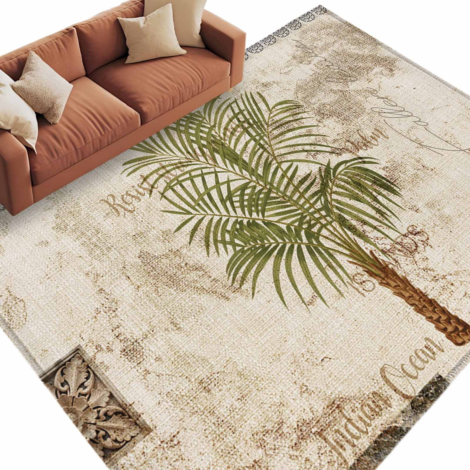 Burlp Rug 5x8 Area Rugs for Living Room, Vintage Palm Trees Non Slip Area Rugs ...