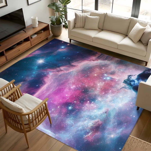 5x8 Area Rugs, Star Sky Non-Skid Rubber Backing Large Rectangle Rugs - Living Room Bedroom Home Office, Modern Fantasy Ombre Space Abstract Art Indoor Floor Mat Carpets Washable Rug