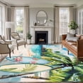 thumbnail image 1 of 5x8 Area Rugs, Summer Beach Non-Skid Rubber Backing Large Rectangle Rugs - Living Room Bedroom Home Office, Tropical Coastal Palm Tree Surfboard Indoor Floor Mat Carpets Washable Rug, 1 of 9