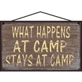 thumbnail image 1 of 5x8 Brown Vintage Style Sign "What Happens at Camp Stays at Camp" - Rustic Home Decor, Perfect for Camping Enthusiasts, Summer Retreat, Gift for Campers and Outdoor Lovers, 1 of 1