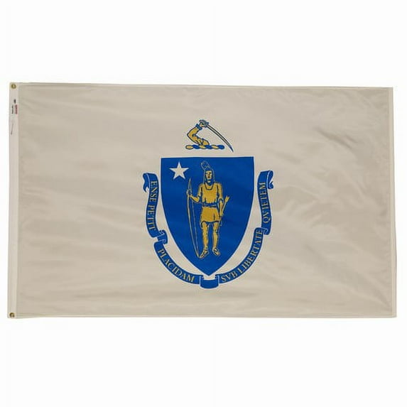 5x8' DURAWAVEZ MASSACHUSETTS NYLON FLAG CH&G