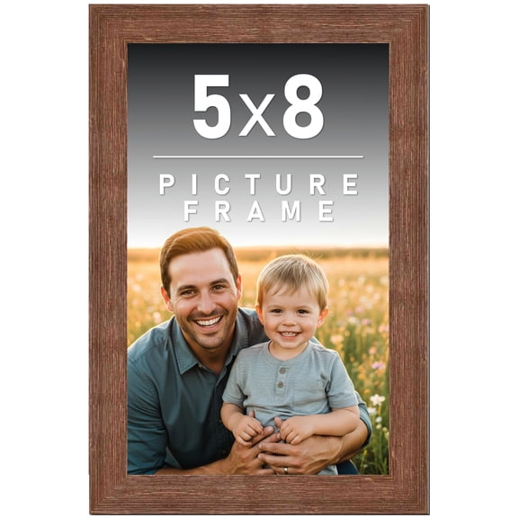 5x8 Frame Brown Distressed Barnwood Picture Frame | Complete Rustic Farmhouse Photo Frame Includes