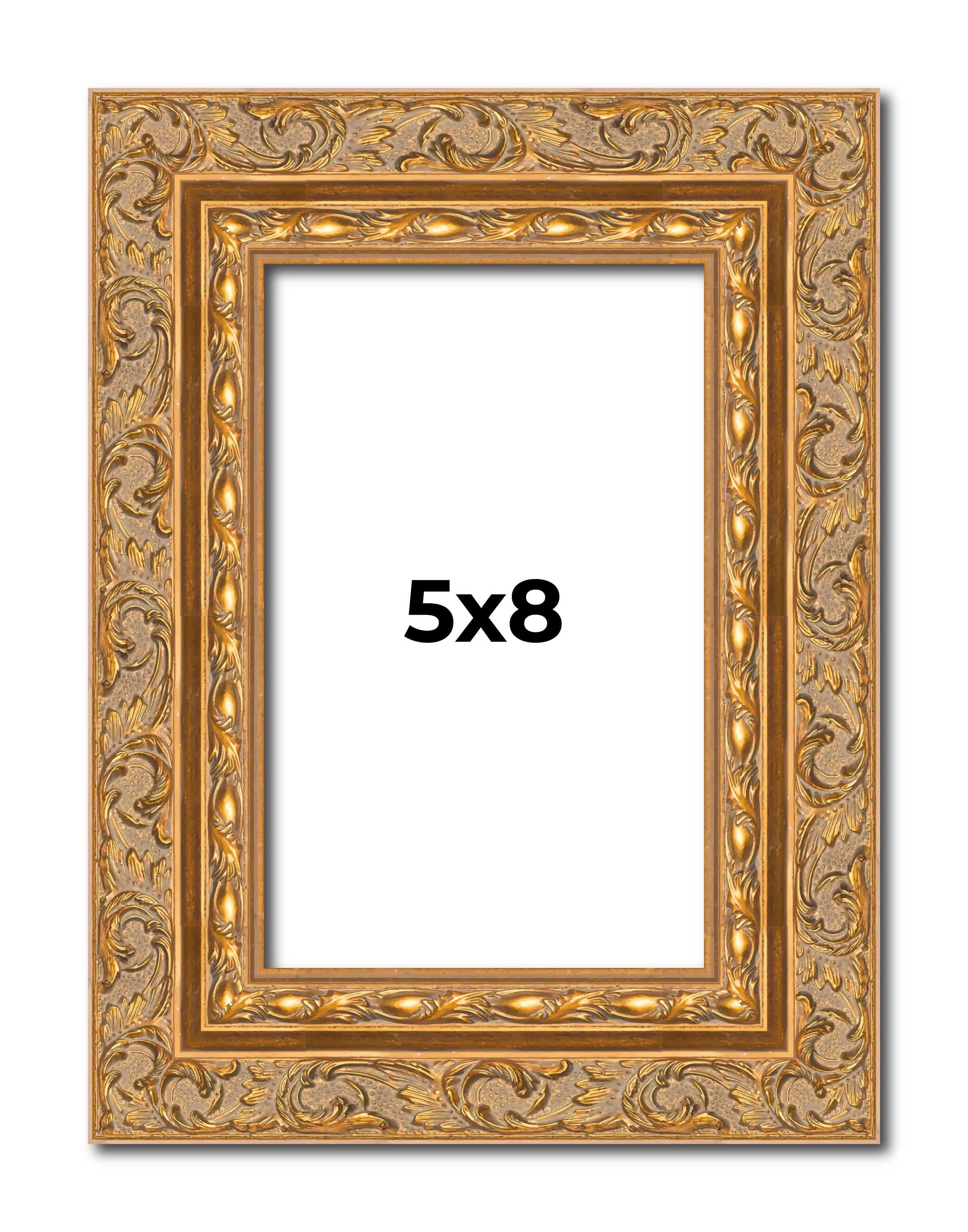 5x8 Frame Gold Ornate Solid Wood Picture Frame | 2 Inch Moulding Width ...