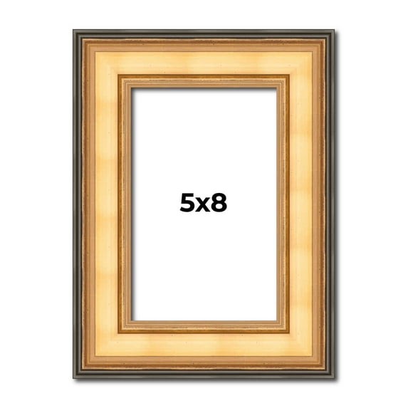 5x8 Frame Gold Plein Aire Solid Wood Picture Frame Width 2 Inches | Interior Frame Depth 0.5 Inches