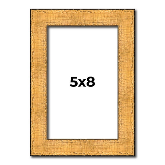 5x8 Frame Gold Rustic Solid Wood Picture Frame | 1.25 Inch Wide Moulding | Rustique Gold Collection