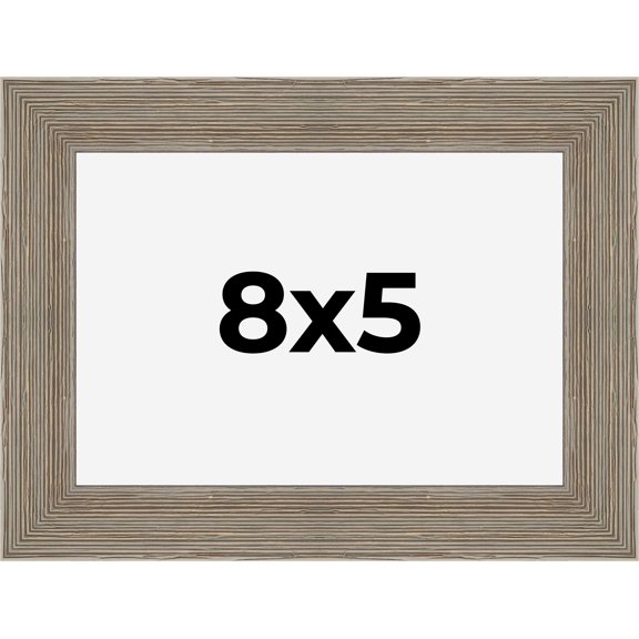 8x5 Frame Gray Barnwood Rustic Solid Wood Picture Frame | 1.5 Inch Moulding Width | Includes UV