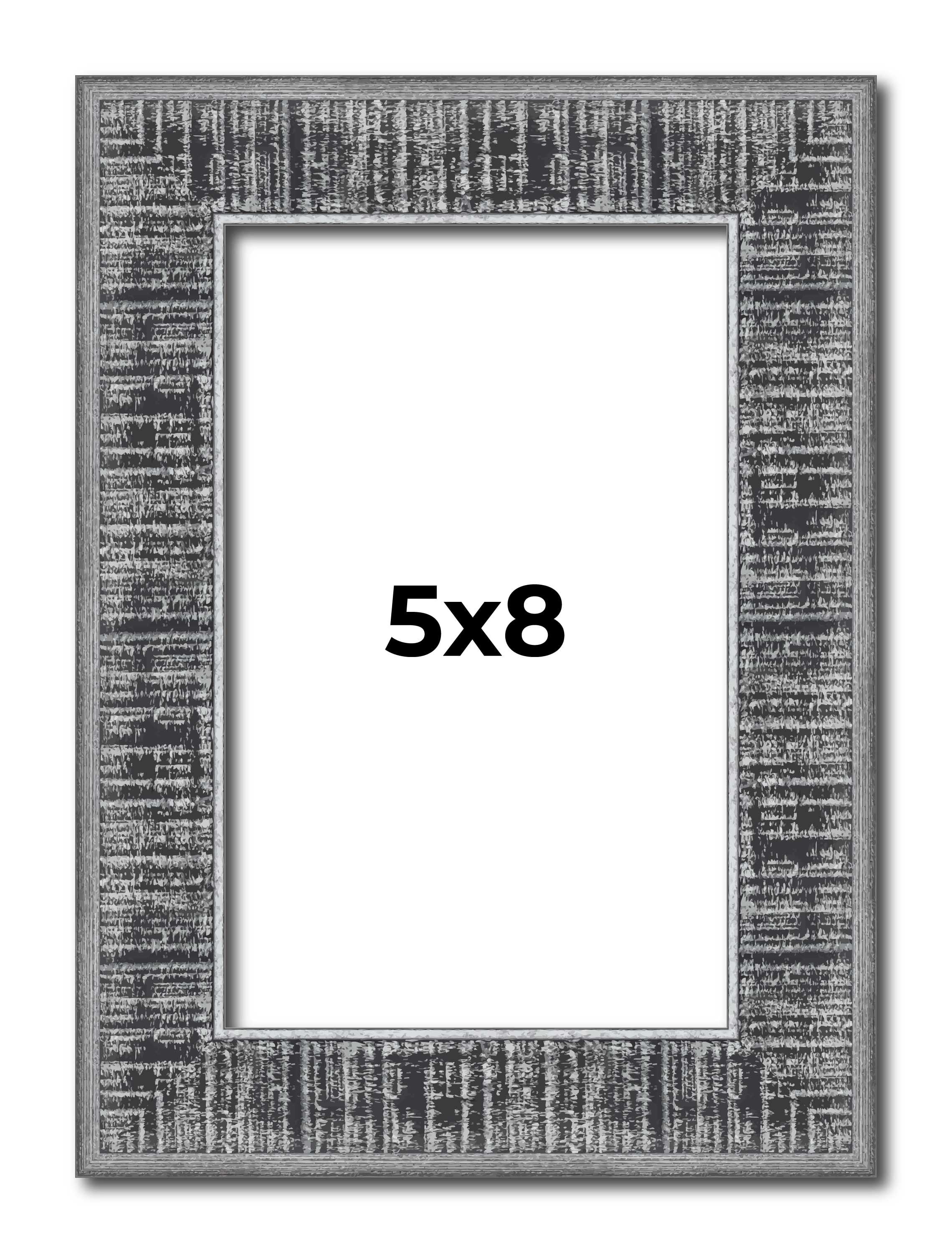 5x8 Frame Silver Black Rustic Sonoma Solid Wood Picture Frame | 1.5 ...