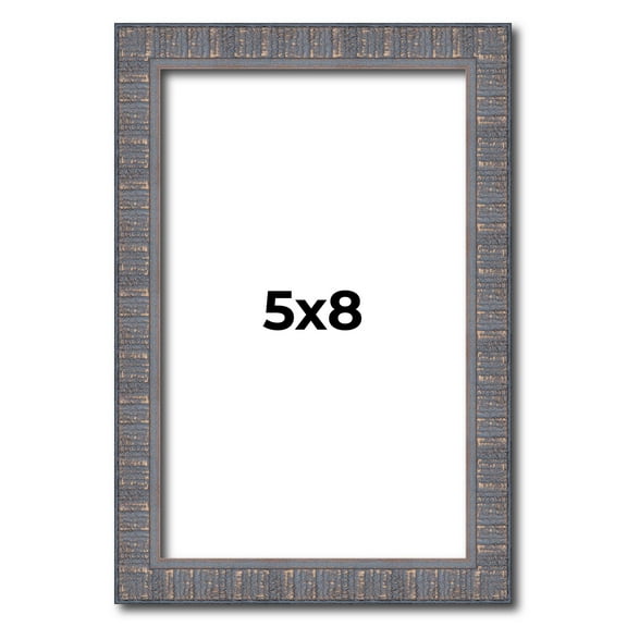 5x8 Frame Slate Blue Distressed Rustic Solid Wood Picture Frame | 0.75 Inch Moulding Width |