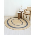 thumbnail image 1 of 5x8 Ft Oval Navy Blue & Natural Jute Area Rug, Hand-Woven, Reversible, Farmhouse Boho Style, Durable & Pet-Friendly Rug for Living Room, Dining Room, and Bedroom, 1 of 4