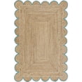 thumbnail image 1 of 5x8 Ft Sky Blue Border Premium Scalloped Jute Rug – Handcrafted Natural Braided Carpet for Living Room, Bedroom, Entryway – Boho Home Decor, 1 of 5