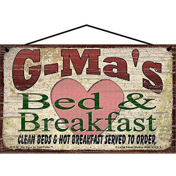 5x8 G-Ma's Bed and Breakfast Vintage Style Sign for Grandma - Mother's Day Gift for Grandmothers - Decorative Household Family Guest Room Home Décor
