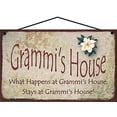 thumbnail image 1 of 5x8 Grammi's House Sign with Magnolia Flower What Happens at Grammi's House Stays at Grammi's House Vintage Style Decorative Household Family Home Décor Grandma Nickname Gift Signs for any Grandmother, 1 of 1