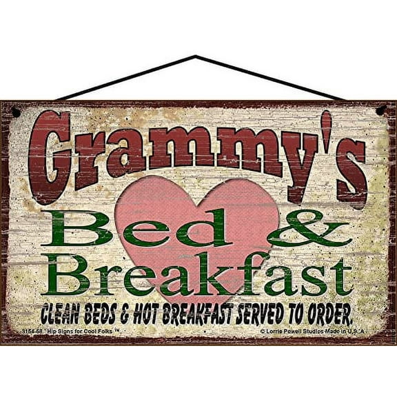 5x8 Grammy's Bed and Breakfast Vintage Style Sign for Grandma - Mother's Day Gift for Grandmothers - Decorative Household Family Guest Room Home Décor