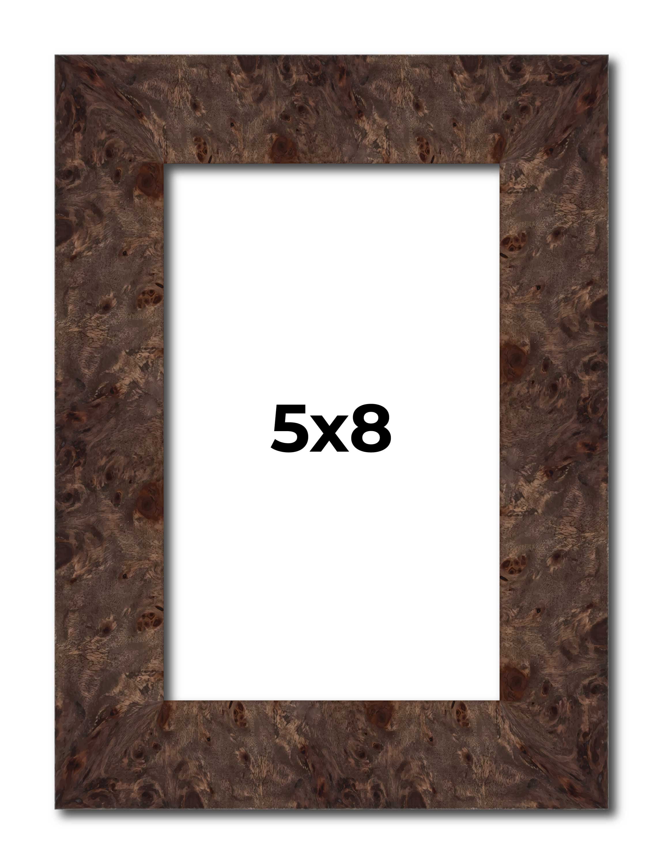 5x8 IN Frame Brown Burl Real Wood Picture Frame Width 1.625 Inches ...