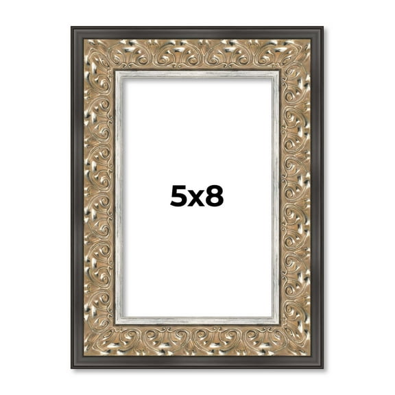 5x8 IN Frame Silver Real Wood Picture Frame Width 1.75 Inches | Interior Frame Depth 0.5 Inches |