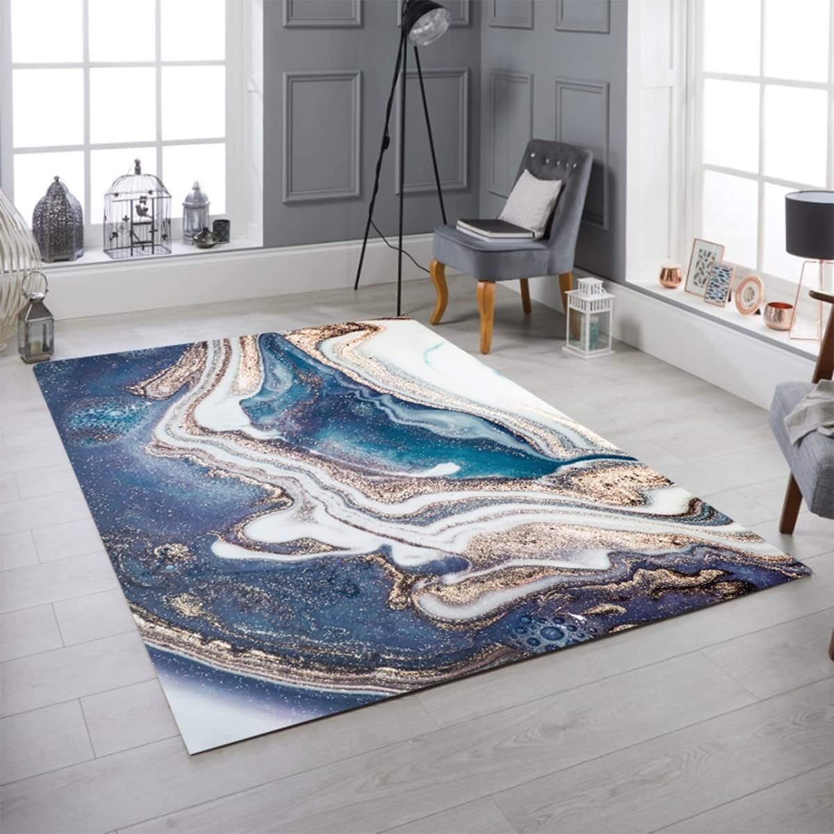 5x8 Marble Abstract Liquid Style Modern Area Rug for Living Room ...