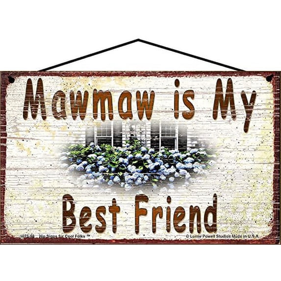 5x8 Mo Mo is My Best Friend Hydrangea Floral Decorative Sign - Vintage Style Hanging Wall Art for Grandmother's Home, Ideal Gift for Celebrating the Grandma-Grandchild Relationship