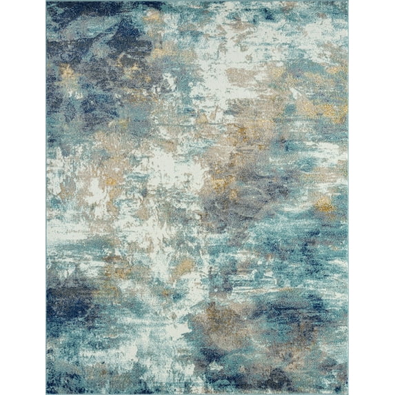 5x8 Modern Aqua Area Rugs for Living Room | Bedroom Rug | Dining Room Rug | Indoor Entry or Entryway Rug | Kitchen Rug | Alfombras para Salas 5'3'' x 7'3''