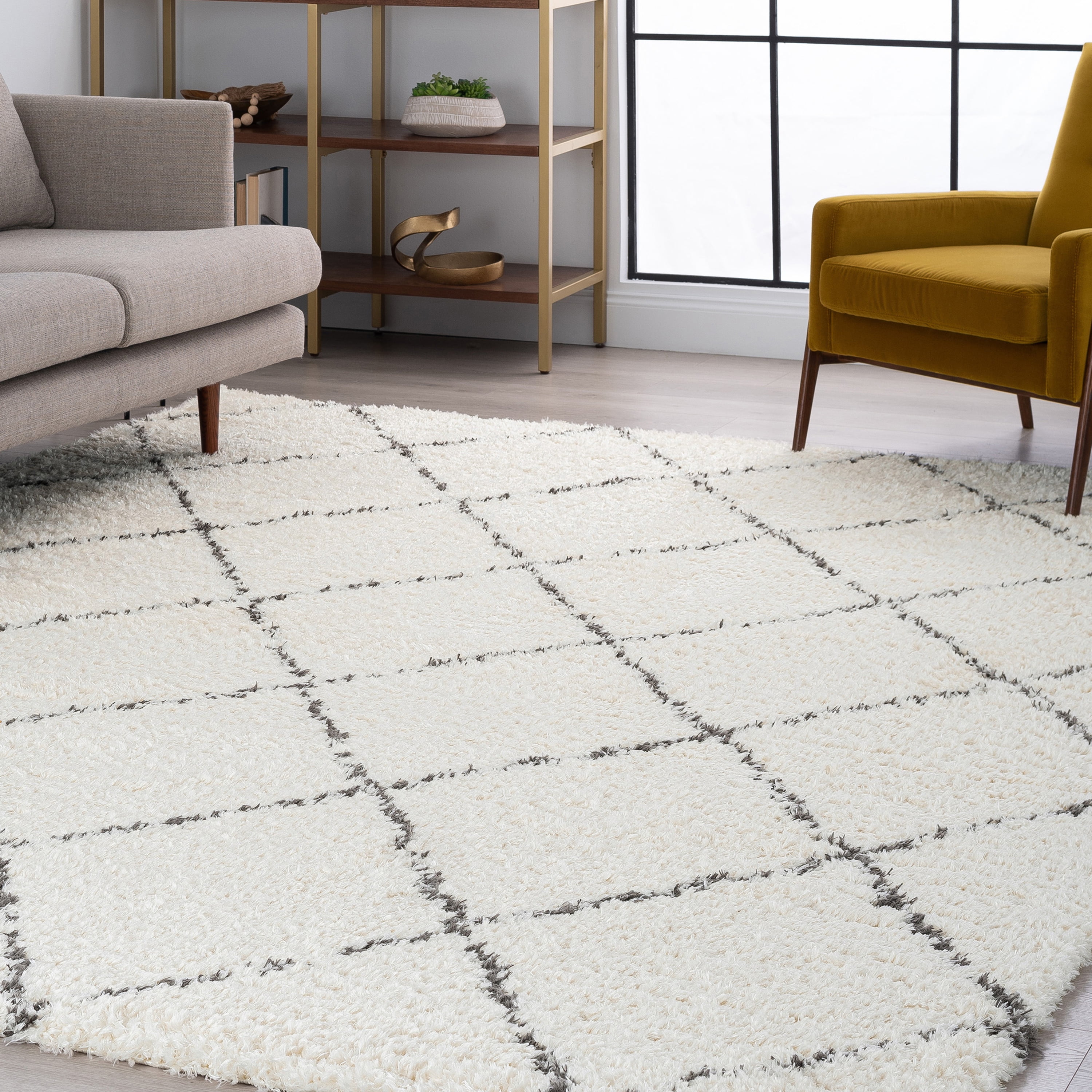 5x8 Modern White Area Rugs for Living Room | Bedroom Rug | Dining Room Rug | Indoor Entry or Entryway Rug | Kitchen Rug | Alfombras para Salas 5'3'' x 7'3''