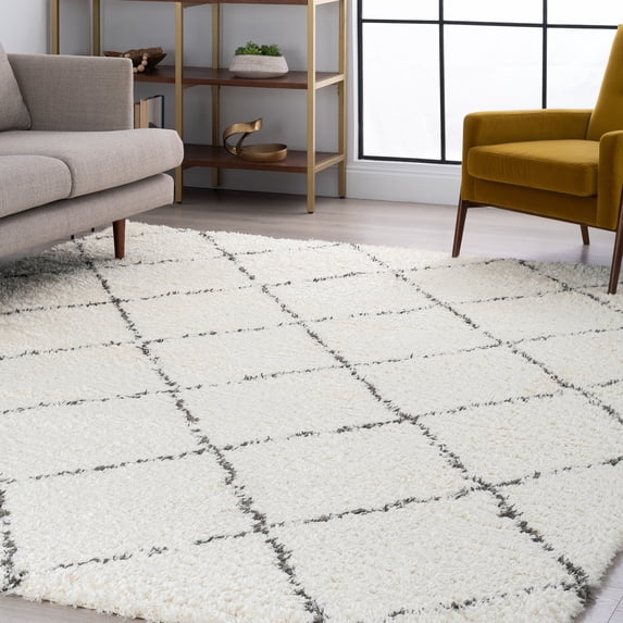 5x8 Modern White Area Rugs for Living Room | Bedroom Rug | Dining Room Rug | Indoor Entry or Entryway Rug | Kitchen Rug | Alfombras para Salas 5'3'' x 7'3''