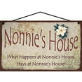thumbnail image 1 of 5x8 Nonnie's House Sign with Magnolia Flower What Happens at Nonnie's House Stays at Nonnie's House Vintage Style Decorative Household Family Home Décor Grandma Nickname Gift Signs for any Grandmother, 1 of 1