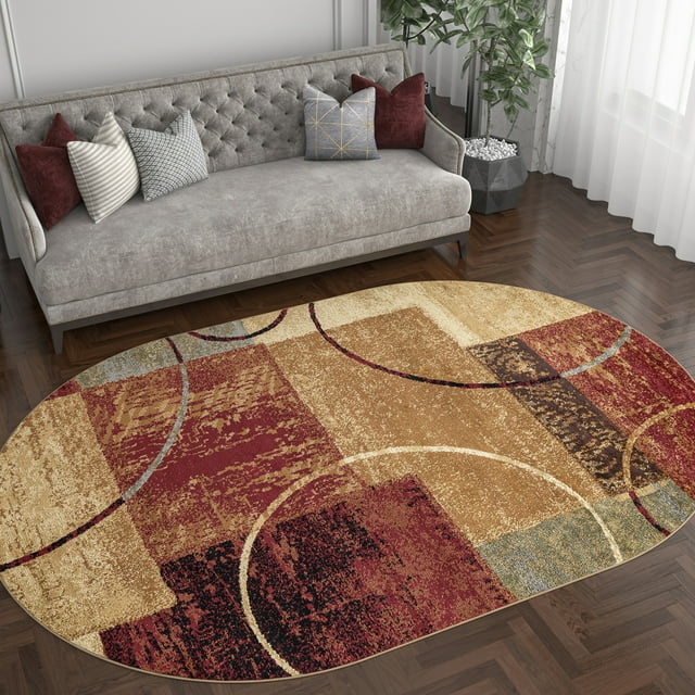 5x8 Oval Contemporary MultiColor Oval Area Rugs for Living Room