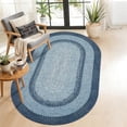 thumbnail image 1 of 5x8 Oval Living Room Area Rug Washable Modern Border Bedroom Bedside Area Rugs Non Slip Low Pile Dining Room Oval Throw Carpet Contemporary Rugs for Living Room Kitchen Nursery, Blue, 1 of 9